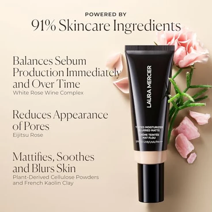 Laura Mercier Tinted Moisturizer Blurred Matte Foundation, 45 ml, 1N Birch, nicht komedogen, 91% hautpflegende Inhaltsstoffe, mattierendes Finish – Bild 5