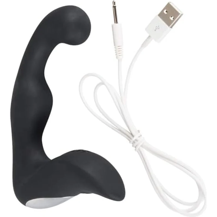 Rebel Prostata-Plug, wiederaufladbarer Prostata-Vibrator für Männer mit gebogenem Kopf, 9 Vibrationsmodi und reizvollen Rillen, schwarz – Bild 1