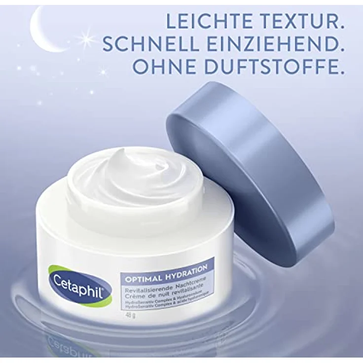 Cetaphil Optimal Hydration Revitalisierende Nachtcreme, 48g, mit Glycerin, Hyaluronsäure & Jojobaöl, spendet 24h Feuchtigkeit. – Bild 5