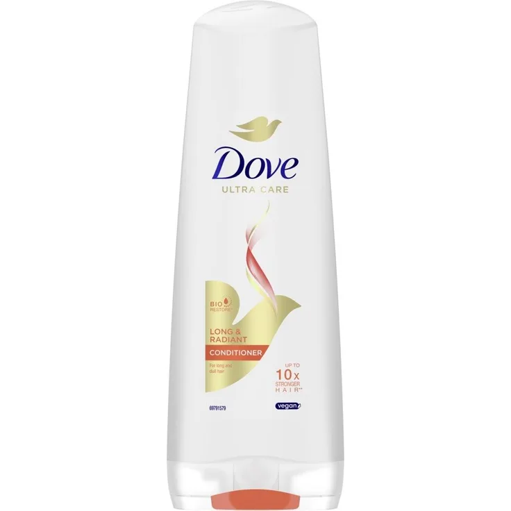 Dove Ultra Care Long & Radiant Conditioner, 350 ml, für langes und glanzloses Haar, vegane Formel, verbessert die Haarstruktur