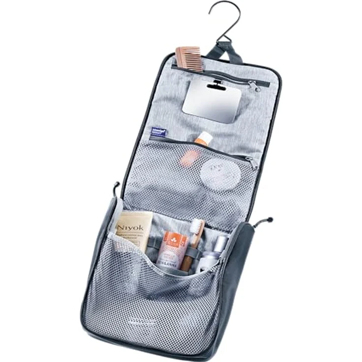 Deuter Wash Center II, geräumiger und spritzwasserfester Kulturbeutel mit abnehmbarem Spiegel, Schwarz, (2 l) – Bild 2