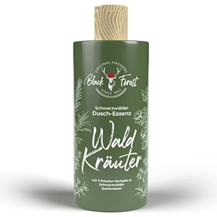 Original Hagners Black Forest Dusch-Essenz Waldkräuter mit 7-Kräuter-Komplex & Schwarzwälder Quellwasser, 300 ml, vegan – Bild 1