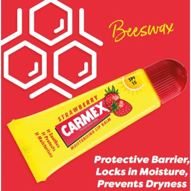 Carmex Strawberry Lindernder Lippenbalsam In Der Tube Mit Erdbeeraroma Spf15 10 g Für Frauen – Bild 5
