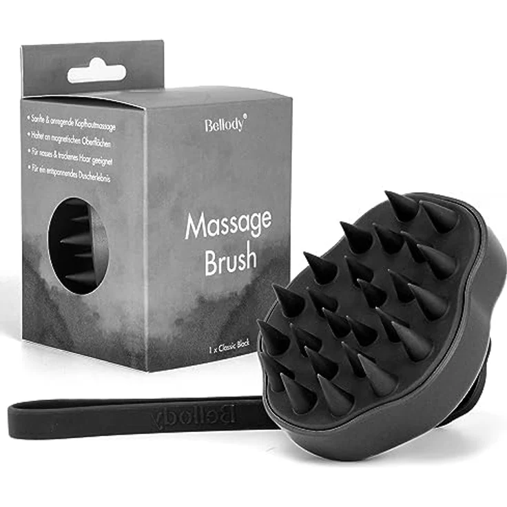 Bellody® Original Kopfhaut Massagebürste, für Massage und Stimulation des Haarwachstums (1 Stück in Classic Black) - Hair & Scalp Massager für nasse & trockene Haare – Bild 1