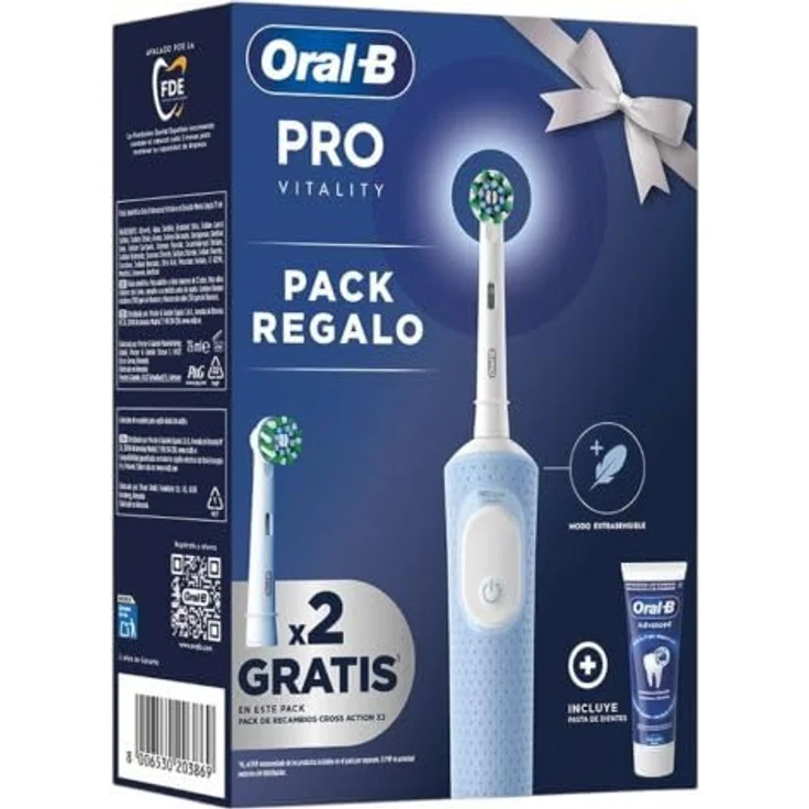 Braun Oral-B Pro Vitality, elektrische Zahnbürste mit 2 Ersatzköpfen und Advance Zahnpasta – Bild 1