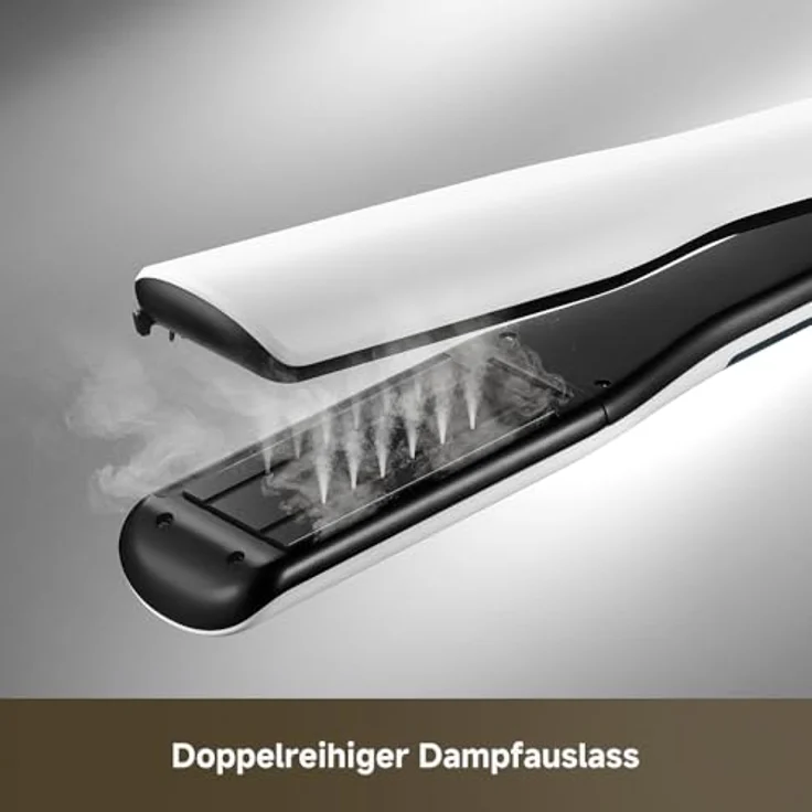 dreame AuraSteam Straight Glätteisen, dampfbetrieben, 5 Temperaturstufen, vergrößertes 35-mm-Panel, flexible 3D-Platten, abnehmbarer Wassertank, für glatte und lockige Frisuren – Bild 5
