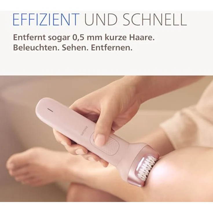 Philips Epilator Series 9000 BRE719/00, 7 Aufsätze, kabelloser Epilierer für Nass- und Trockenanwendung, rosa – Bild 4