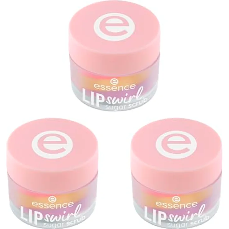 essence LIP swirl sugar scrub Nr. 01, Lippenpeeling mit Sheabutter, pflegend und exfolierend, vegan, ohne Parabene und Mikroplastik, 3er Pack (3x8g), Mehrfarbig