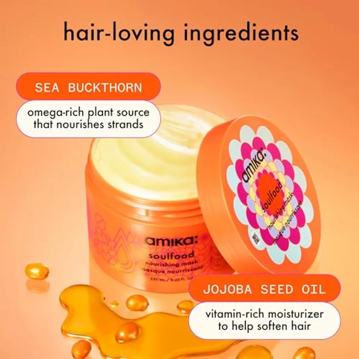 Amika Soulfood Nourishing Hair Mask 250ml, Pflegende Haarmaske für alle Haartypen, Ohne Parabene, Silikone & Sulfate, Intensive Feuchtigkeit und Haarstärkung – Bild 5