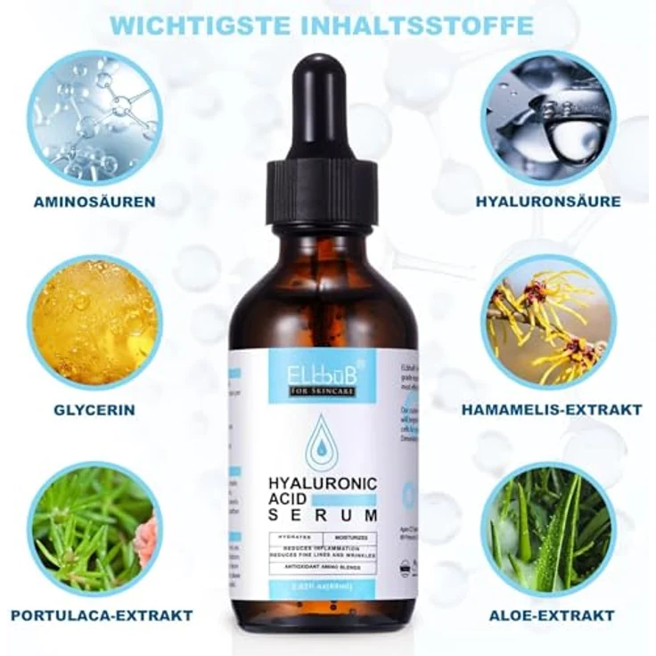 P-Beauty Cosmetic Accessories Gesichtsserum mit Hyaluronsäure, Bio & Vegan, 60ml, intensiv feuchtigkeitsspendend, für alle Hauttypen – Bild 5