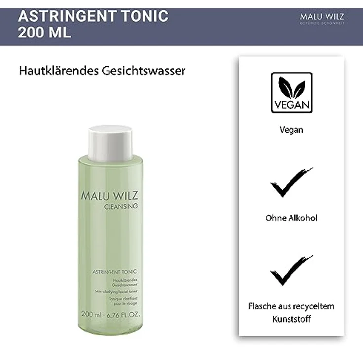 Malu Wilz Astringent Tonic 200 ml I Gesichtswasser mit Hefeproteinen & erfrischendem Pfefferminzöl I Skincare After Shave I Ohne Alkohol I Vegan – Bild 3