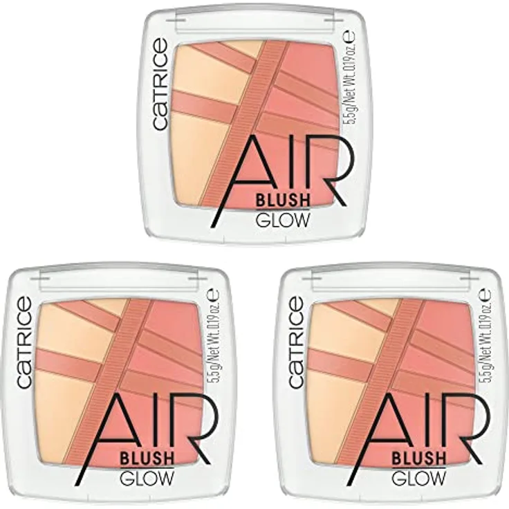 Catrice AirBlush Glow, Rouge, Nr. 010, Mehrfarbig, langanhaltend, sofortiges Ergebnis, schimmernd, vegan, ohne Parfüm, ohne Alkohol, ohne Parabene, 3er Pack (3x5.5g)