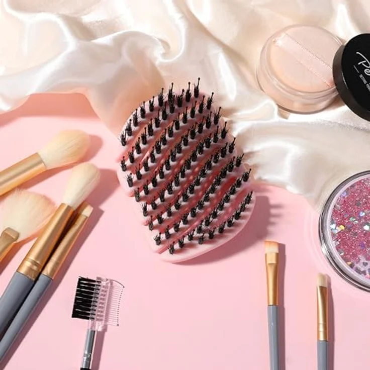 Sister Young MILA PINK BV - Mini-Bürste mit natürlichen Wildschweinborsten und Nylonstiften, No Tangle für gesundes Haarpflege – Bild 6