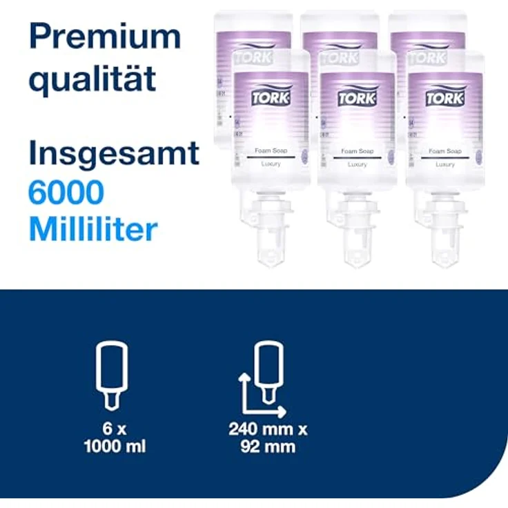 Tork luxuriöse Schaumseife S4, Blütenduft, 6 × 1.000 ml, PH-neutral, transparent – Bild 2