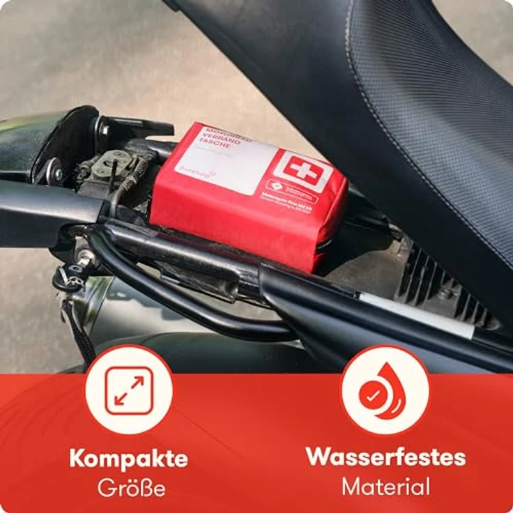 PURAHELP Motorrad Verbandskasten nach aktueller Norm 2024 DIN 13167 (StVO konform) - Inkl. Beatmungstuch - Motorrad Erste Hilfe Set 2024 Mini Klein – Bild 3