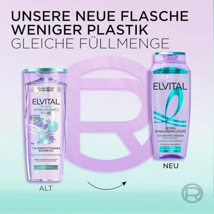 L'Oréal Paris Elvital Hydra Hyaluronic Pure, Entfettendes Shampoo für fettige Kopfhaut mit Salicylsäure und Hyaluronsäure, 6 x 300 ml – Bild 3