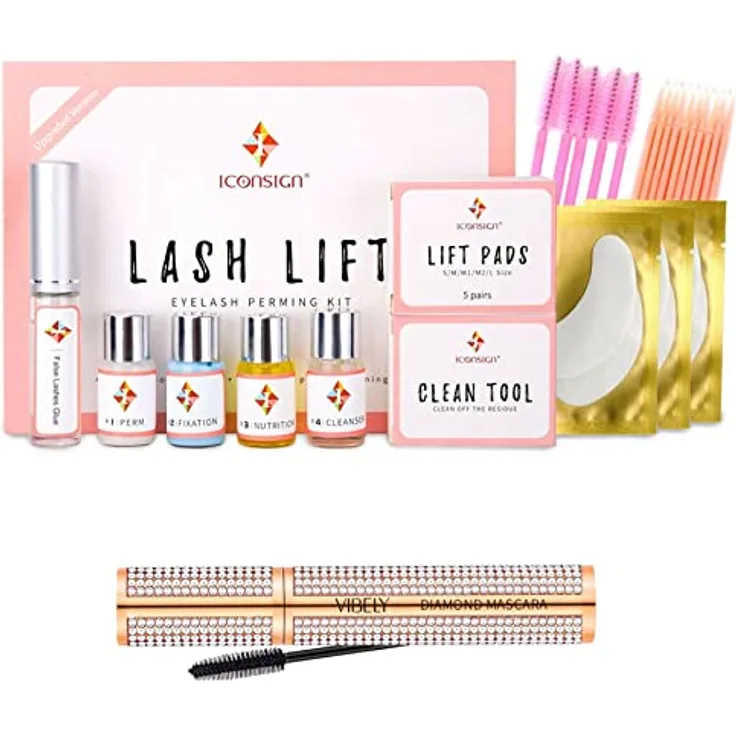 P-Beauty Cosmetic Accessories | Wimpernlifting Set Wimpernwelle Wimpernlaminierung Lash Lift Kit | Wimpernlifting Starter-Set | GRATIS 4D Volumen Mascara Carbon Schwarz 10 ML