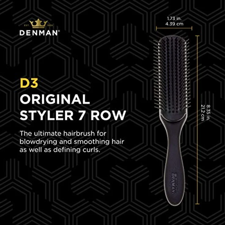 Denman Bürste Classic Styling Originals Brush D3 Medium 7 Reihen Schwarz – Bild 2