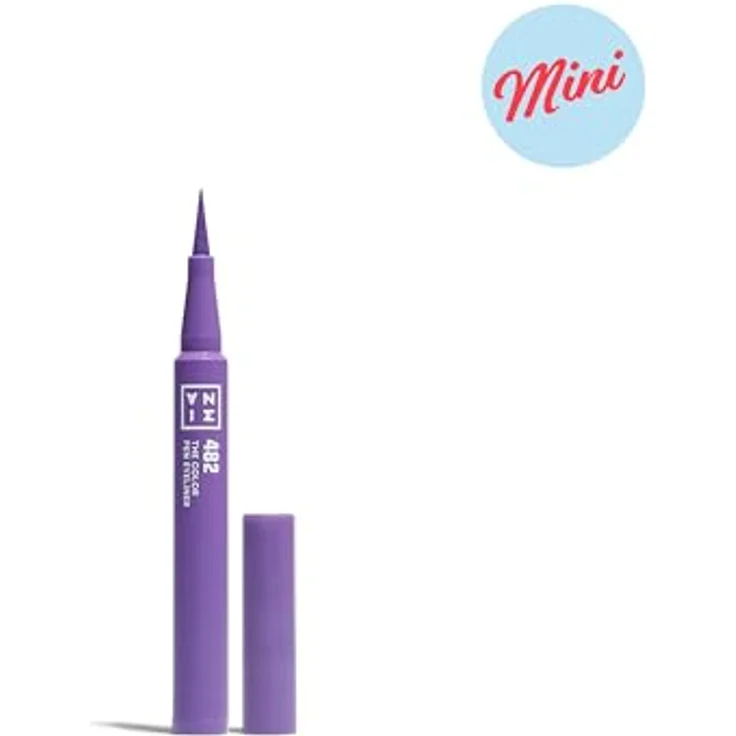 3INA The Color Pen Eyeliner Mini, Filzstift-Eyeliner in Purple, 0,6 ml, präzise Linien, vegan, langanhaltend – Bild 2