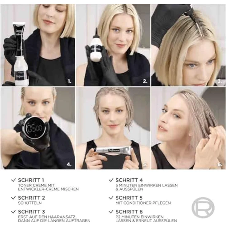 L’Oréal Paris Préférence Le Blonding Toner 02 Pearly Boost, Anti-Gelbstich Toner mit 5 Minuten Farbergebnis, 60ml Creme und Entwickler-Creme – Bild 9