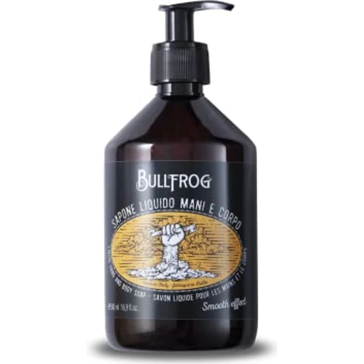 Bullfrog Flüssigseife für Hände und Körper 500 ml, umhüllende Textur mit natürlichen Inhaltsstoffen, würzige und frische Noten, Made in Italy – Bild 1