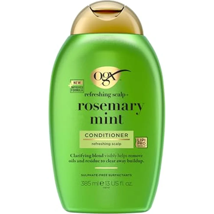 OGX Rosemary Mint Conditioner, klärende Haarspülung mit LipiPro Shield Technologie, für fettiges Haar, 385 ml – Bild 1