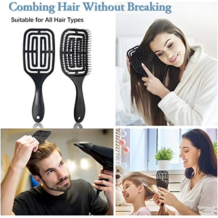 Vinabo Haarbürste, Haarbürste ohne Ziepen, Entwirrbürste geeignet, Locken & lange Haare Haarbürste für nasses und Trockenes Haar, Entwirrungs-Massagebürste für Frauen/Männer/Kinder – Bild 5