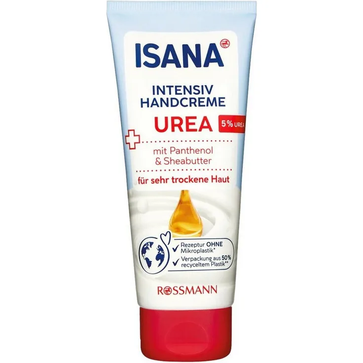 ISANA Handcreme UREA Intensiv, 100 ml für sehr trockene Haut mit Sheabutter und 5% Urea, vegan, ohne Mikroplastik