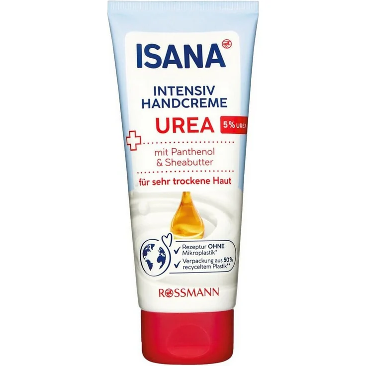 ISANA Handcreme UREA Intensiv, 100 ml für sehr trockene Haut mit Sheabutter und 5% Urea, vegan, ohne Mikroplastik