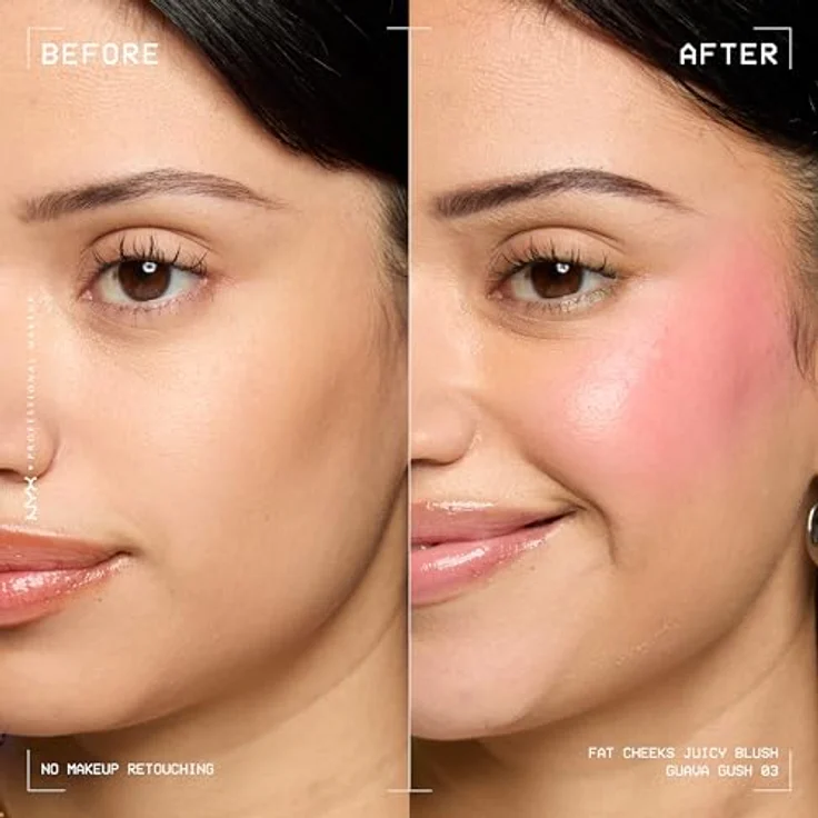 NYX Professional Makeup Fat Cheeks Juicy Blush – Flüssiges Rouge, 12H Halt, bis zu 24H Feuchtigkeit, angereichert mit Himbeer- & Kiwiöl, Farbe: Guava Gush, 8 g – Bild 2
