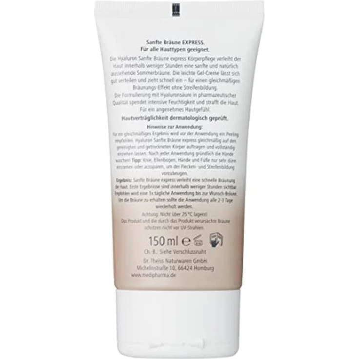 Medipharma Cosmetics SANFTE Bräune Express Körper Creme 150 Milliliter – Bild 4
