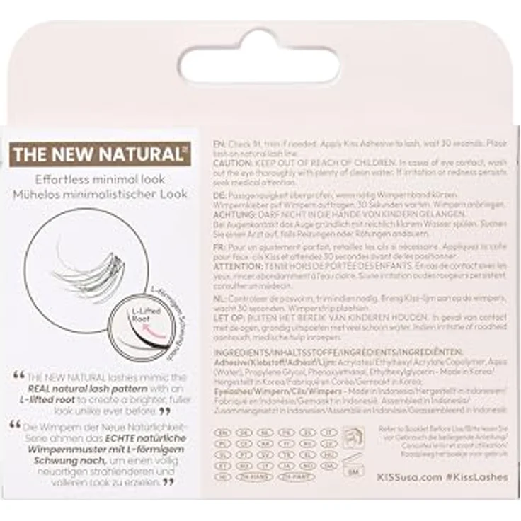 KISS The New Natural Effortless Minimal Look, Knotenfreie selbstklebende Wimpern, Trio 02, 24 St. – Bild 4