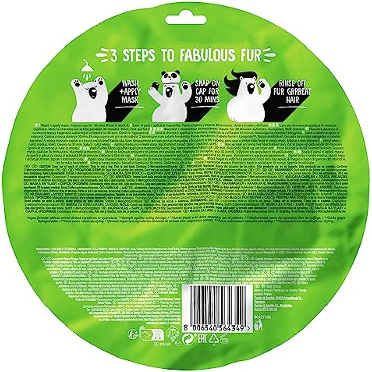 Bear Fruits Bambus Stärke + Länge Haarmaske mit Panda-Haube, 20 ml – Bild 2