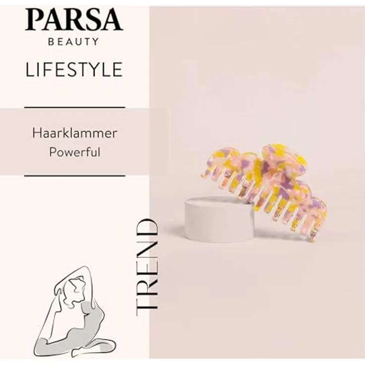 PARSA Beauty LIFESTYLE Pure Balance Haarklammer, Mehrfarbig mit Pink- und Gelbtönen, Fester Halt, 1 Stück – Bild 2