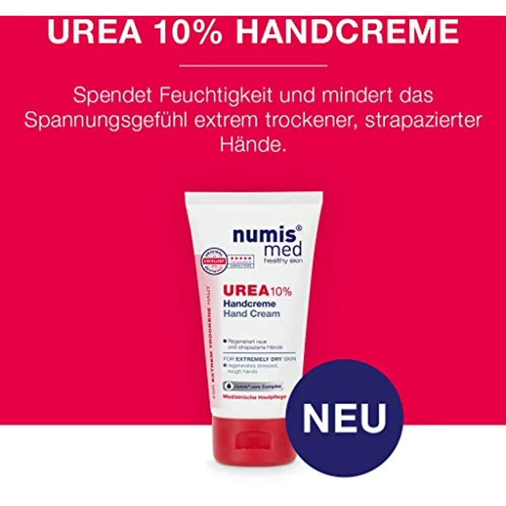 numis med Handcreme mit 10% Urea - Hautberuhigende Hand Creme für sehr trockene & strapazierte Hände - vegane Hautpflege ohne Silikone, Parabene & Mineralöl (1x 75 ml) – Bild 3