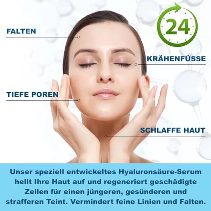 P-Beauty Cosmetic Accessories Gesichtsserum mit Hyaluronsäure, Bio & Vegan, 60ml, intensiv feuchtigkeitsspendend, für alle Hauttypen – Bild 4