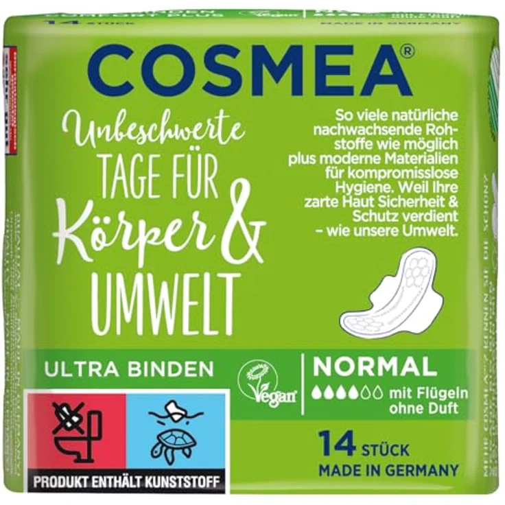 COSMEA Ultra Plus Größe Normal ideal geeignet für leichte und mittlere Tage körpergerechte Form & optimaler Sitz 14 Stück – Bild 2