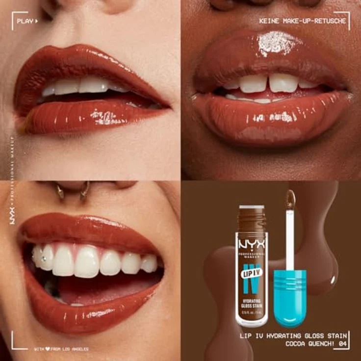 NYX Professional Makeup Lip IV, langlebiger Lipgloss mit feuchtigkeitsspendender Wirkung, Farbton 04 - COCOA QUENCHI, 5 ml – Bild 2