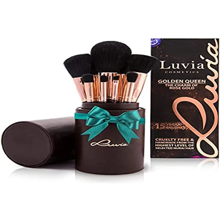 Luvia Cosmetics Kosmetikpinsel-Set Golden Queen, 15 tlg., vegan Make-up Accessoires Set, Dekorative Kosmetik Make-up Accessoires – Bild 2