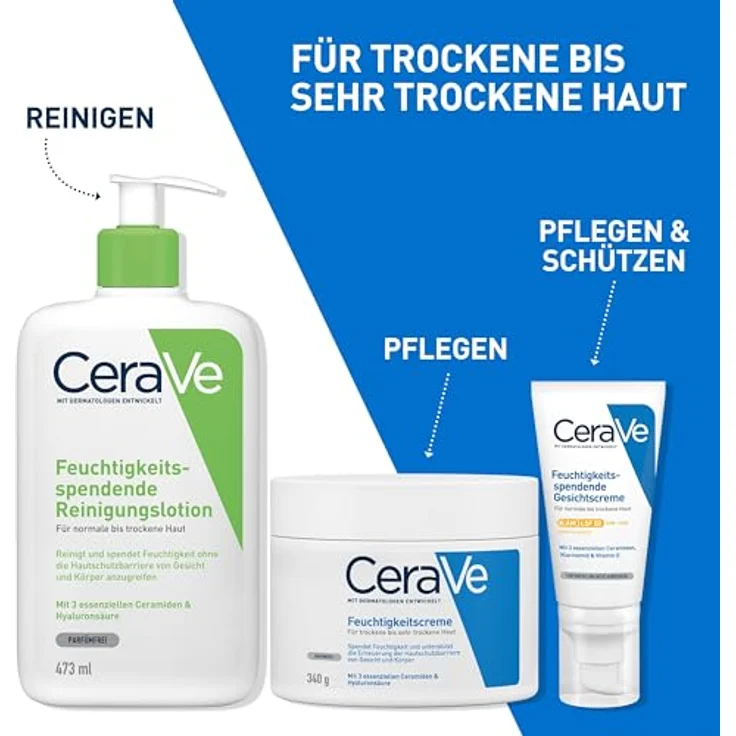 CeraVe creme hydratant 340 ml mit feuchtigkeitsspendender Wirkung für trockene Haut – Bild 7
