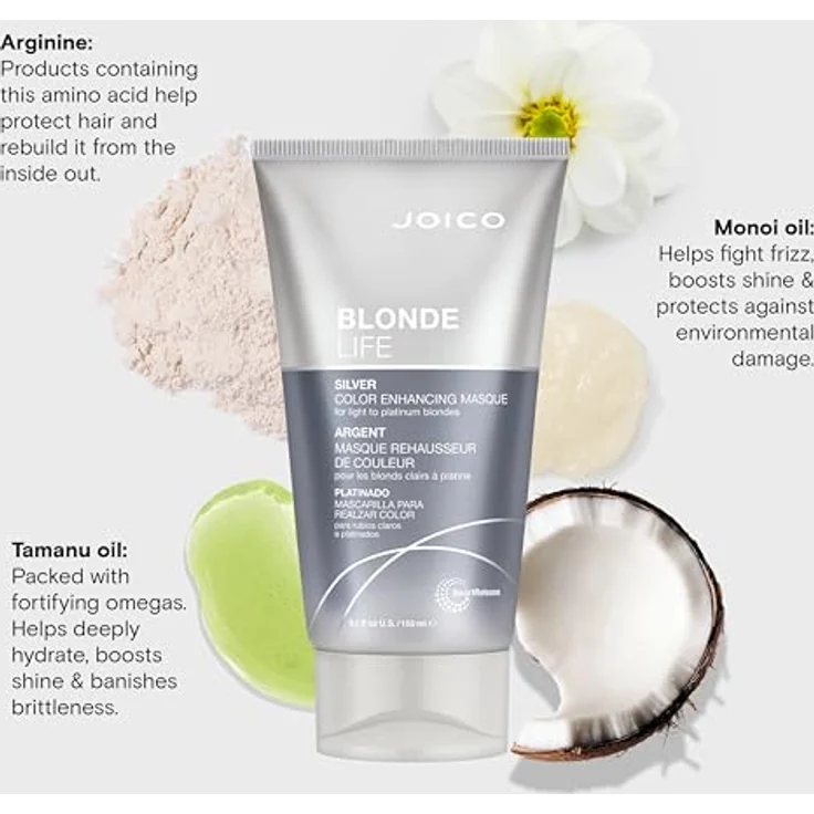 Joico BLONDE LIFE Color Enhancing Masque Silver, pflegende Haarmaske mit Hitzeschutz und Anti-Haarbruch-Formel, 150 ml – Bild 4