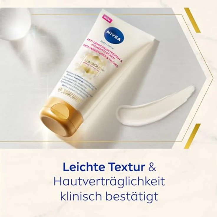 NIVEA LUMINOUS630® Body Creme Anti-Dehnungsstreifen & -Pigmentflecken, Bodylotion gleicht Unterschiede im Hautton aus, leichte Textur und spendet 48h Feuchtigkeit (200 ml) – Bild 4