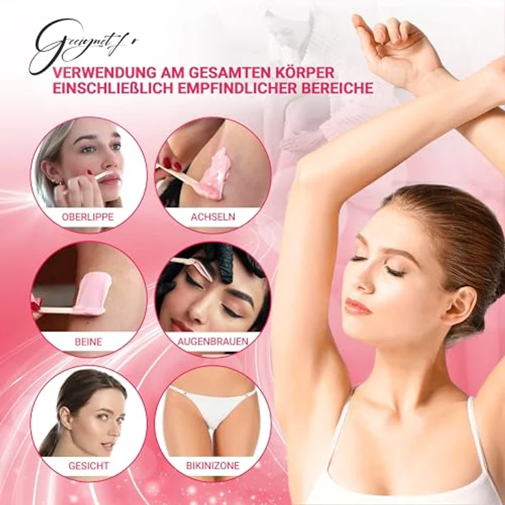 DERMAWAX 2 kg Pink Heißwachs Wachsperlen für schonende Haarentfernung, geeignet für Augenbrauen, Gesicht, Achseln, Beine, Rücken, Brust, Bikini, ohne Waxing-Streifen – Bild 5