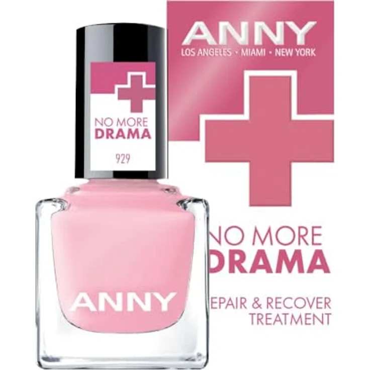 ANNY No More Drama Repair & Recover, Regenerationslack für geschädigte Nägel, Aufbaupflege & Klarlack in zartem pink, 15 ml – Bild 2