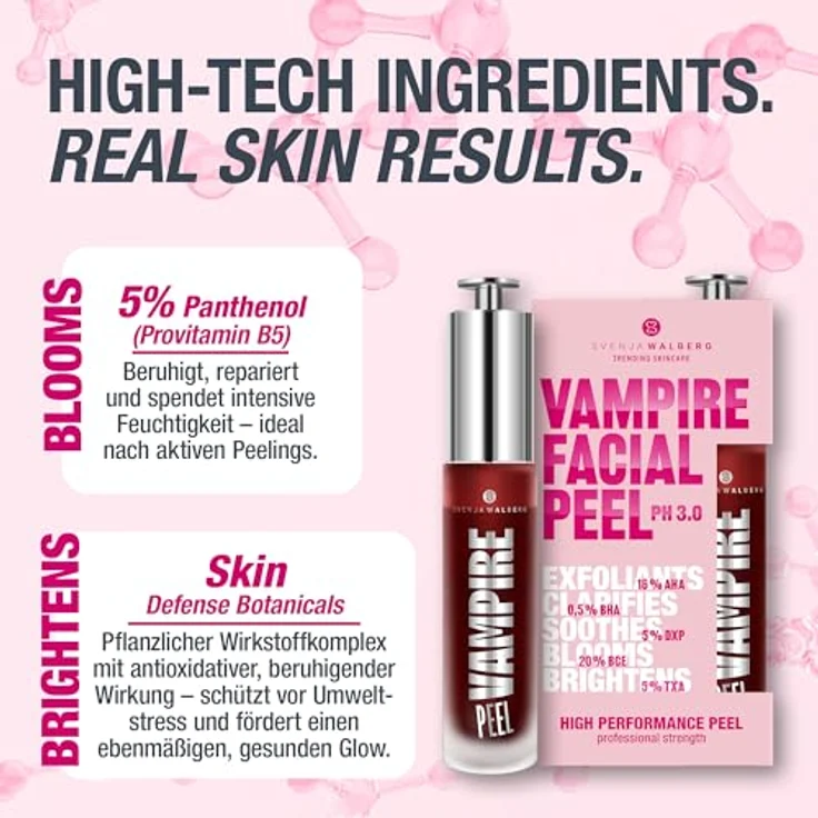 Svenja Walberg VAMPIRE FACIAL PEEL® Fruchtsäurepeeling 16% AHA + 5% TXA, vegan, pH 3.0, sofortige Glow-Effekte, gegen Pigmentflecken, ready to use – Bild 5