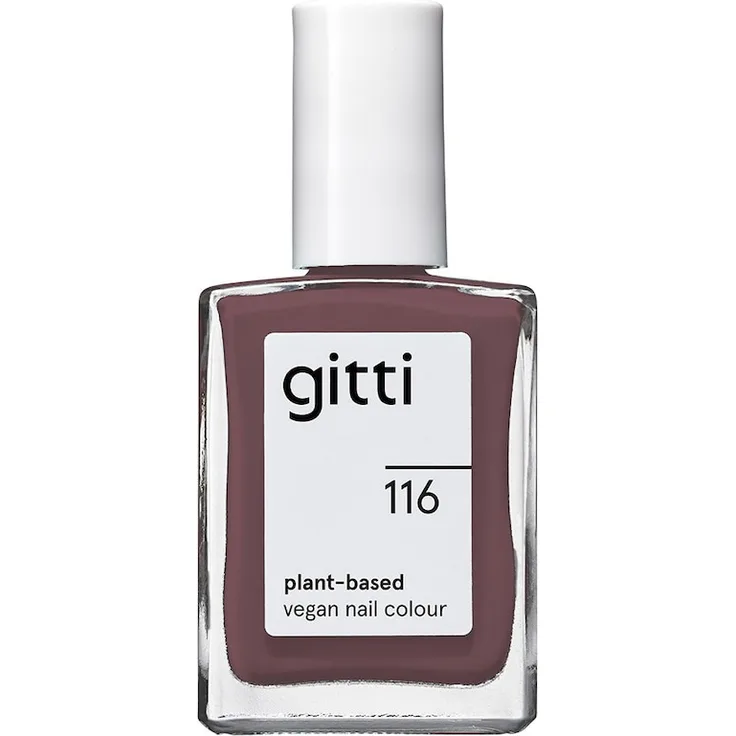 gitti gitti no. 116 Nagellack 15 ml, pflanzenbasiert, vegan, helles Espresso mit violettem Touch