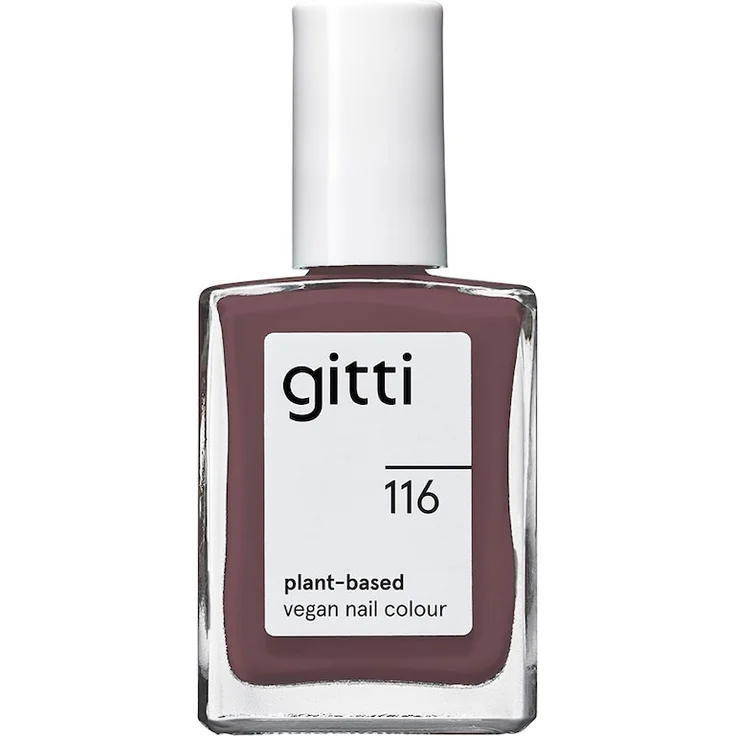gitti gitti no. 116 Nagellack 15 ml, pflanzenbasiert, vegan, helles Espresso mit violettem Touch