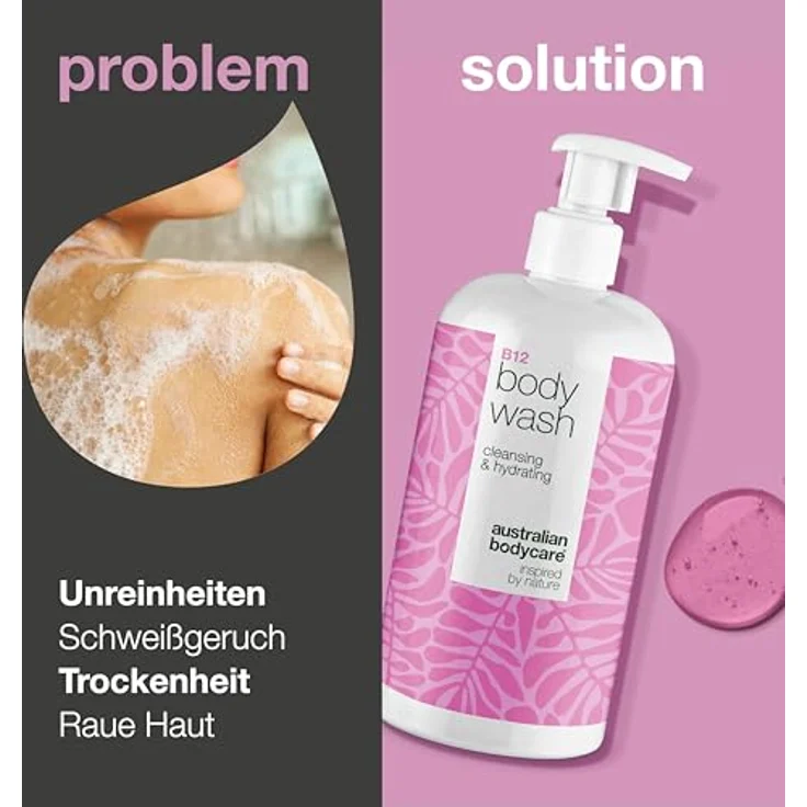 Australian Bodycare B12 Body Wash 500 ml – Pflegendes Duschgel gegen trockene & juckende Haut mit B12-Vitamin, Zink PCA & Allantoin – Bild 2