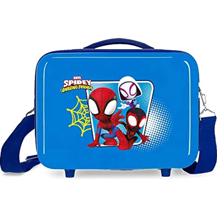 Marvel Spidey Team Up Kulturbeutel, anpassbar, mit Umhängetasche, Blau, 29 x 21 x 15 cm, starr, ABS 9,14 l