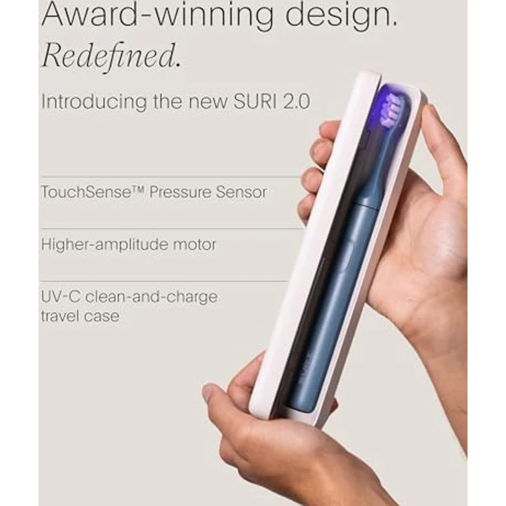 SURI 2.0 Sonic Elektrische Zahnbürste mit Drucksensor & UV-Reinigungs-Reiseetui, 40+ Tage Akku, Blau – Bild 2
